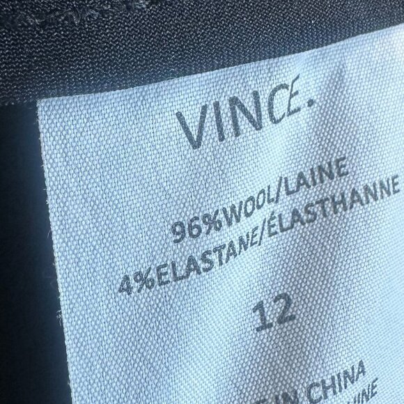 Vince. Black Cropped Length Trousers Pants Slacks Pleated Stripe Size 12 Women's - Picture 9 of 10